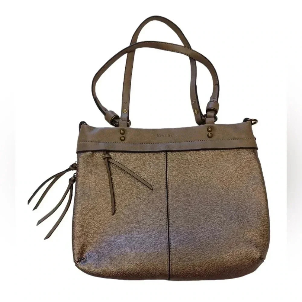 Joanel Leather Metallic Sand Colour Adjustable Shoulder Bag Purse